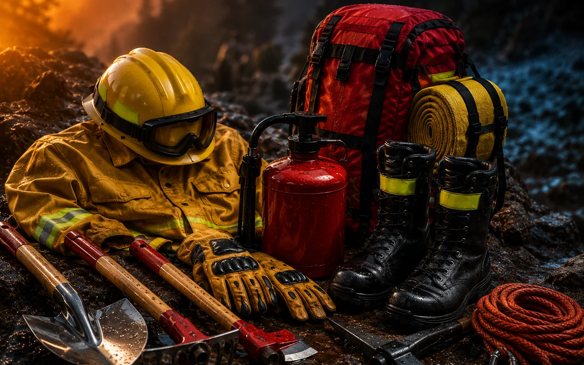 Ropa y herramientas para combate de incendios